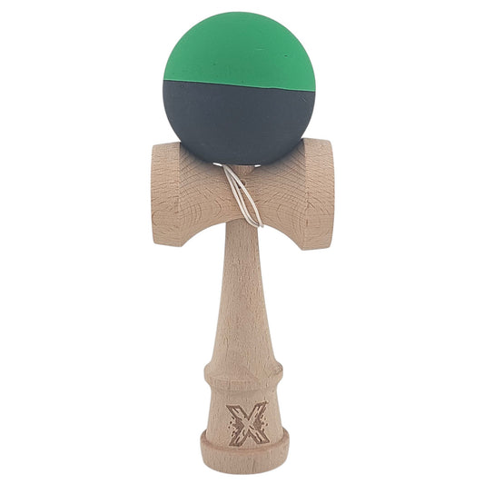 Kendama X Originala, Profesionala, Vivimall, 18 cm, din Lemn, Verde/Negru - vivimall.ro