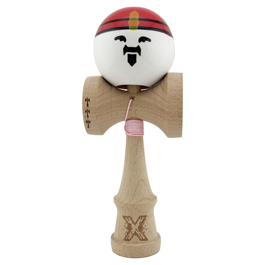 Kendama profesională Big Cups V2, mâner maro, vopsea Super Sticky, vedere frontală completă