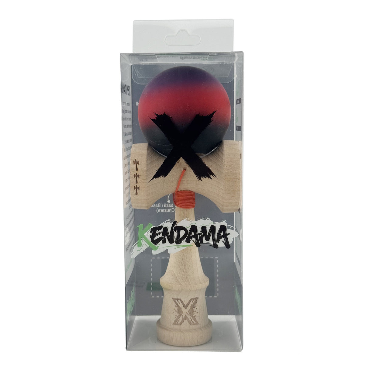 Kendama X Originala, Profesionala, Flippy, Big Cups V2, Rubber Grip cu Cupe Mari, Rulment Metalic cu Ata 55 cm,-Mov/Rosu/Negru - vivimall.ro