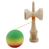 Kendama X Originala, Profesionala, Flippy, Big Cups V2, Rubber Grip cu Cupe Mari, Rulment Metalic cu Ata 55 cm, Verde/Galben/Rosu - vivimall.ro