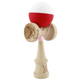 Kendama X Originala, Profesionala, Flippy, Big Cups V2, Rubber Grip cu Cupe Mari, Rulment Metalic cu Ata 55 cm, Alb/Rosu - vivimall.ro