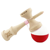 Kendama X Originala, Profesionala, Vivimall, Big Cups V2, Rubber Grip cu Cupe Mari, Rulment Metalic cu Ata 55 cm, Alb/Rosu - vivimall.ro