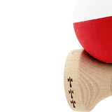 Kendama X Originala, Profesionala, Flippy, Big Cups V2, Rubber Grip cu Cupe Mari, Rulment Metalic cu Ata 55 cm, Alb/Rosu - vivimall.ro