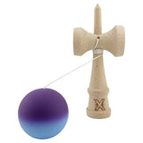 Kendama X Originala, Profesionala, Vivimall, Big Cups V2, Rubber Grip cu Cupe Mari, Rulment Metalic cu Ata 55 cm, Gradient  Mov/ Albastru - vivimall.ro