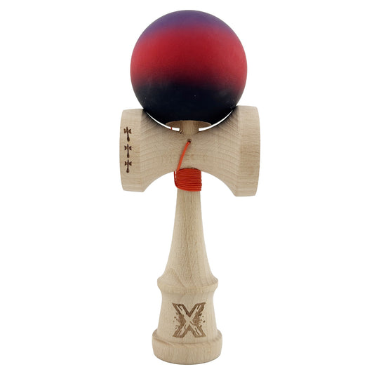 Kendama X Originala, Profesionala, Vivimall, Big Cups V2, Rubber Grip cu Cupe Mari, Rulment Metalic cu Ata 55 cm,-Mov/Rosu/Negru - vivimall.ro