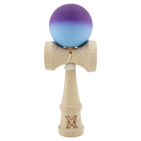 Kendama X Originala, Profesionala, Vivimall, Big Cups V2, Rubber Grip cu Cupe Mari, Rulment Metalic cu Ata 55 cm, Gradient  Mov/ Albastru - vivimall.ro