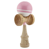 Kendama X Originala, Profesionala, Flippy, Big Cups V2, Super Sticky cu Cupe Mari, din lemn 18 cm, Rulment Metalic cu Ata 55 cm, Roz/Alb - vivimall.ro