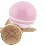 Kendama X Originala, Profesionala, Flippy, Big Cups V2, Super Sticky cu Cupe Mari, din lemn 18 cm, Rulment Metalic cu Ata 55 cm, Roz/Alb - vivimall.ro