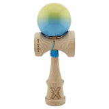 Kendama X Originala, Profesionala, Vivimall, Big Cups V2, Super Sticky, Rulment Metalic cu Ata 55 cm, Galben/Verde/ albastru - vivimall.ro