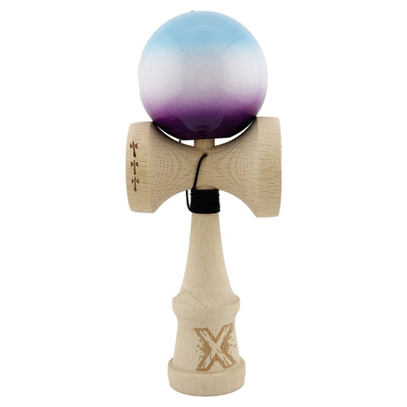Kendama X Originala, Profesionala, Vivimall, Big Cups V2, Super Sticky, Rulment Metalic cu Ata 55 cm, Albastru/Alb/Mov - vivimall.ro