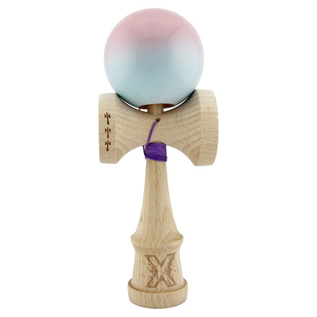 Kendama X Originala, Profesionala, Vivimall, Big Cups V2, Super Sticky Cupe Mari, Rulment Metalic cu Ata 55 cm,Roz/Verde - vivimall.ro