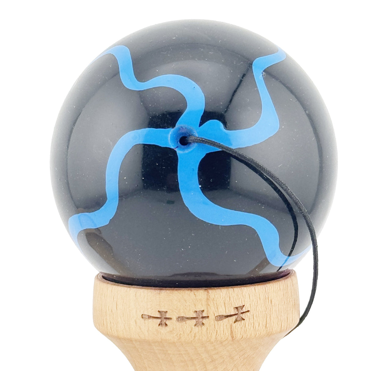Kendama X Originala, Profesionala, Vivimall, Big Cups V2, Super Sticky cu Cupe Mari, Rulment Metalic, din lemn 18 cm, Ata 55 cm, Negru/Mov