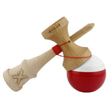 Kendama X Originala, Profesionala, Flippy, Big Cups V2, Super Sticky cu Cupe Mari, Rulment Metalic, din lemn 18 cm, Ata 55 cm, Alb/Rosu