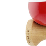 Kendama X Originala, Profesionala, Flippy, Big Cups V2, Super Sticky cu Cupe Mari, Rulment Metalic, din lemn 18 cm, Ata 55 cm, Alb/Rosu