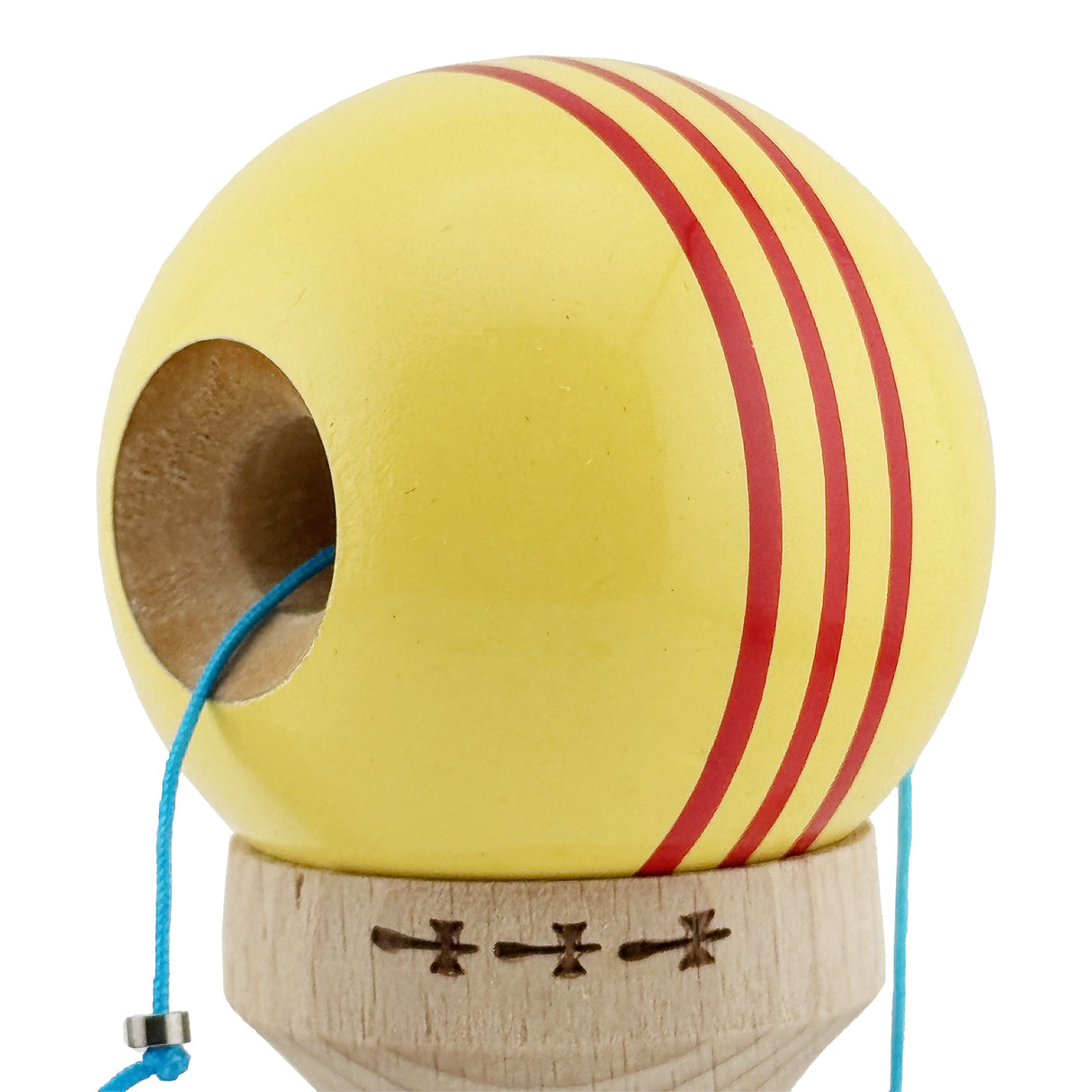 Kendama X Originala, Profesionala, Flippy, Big Cups V2, Super Sticky Legendary Cupe Mari, Rulment Metalic cu Ata 55 cm,-Galben/Linii Rosii - vivimall.ro