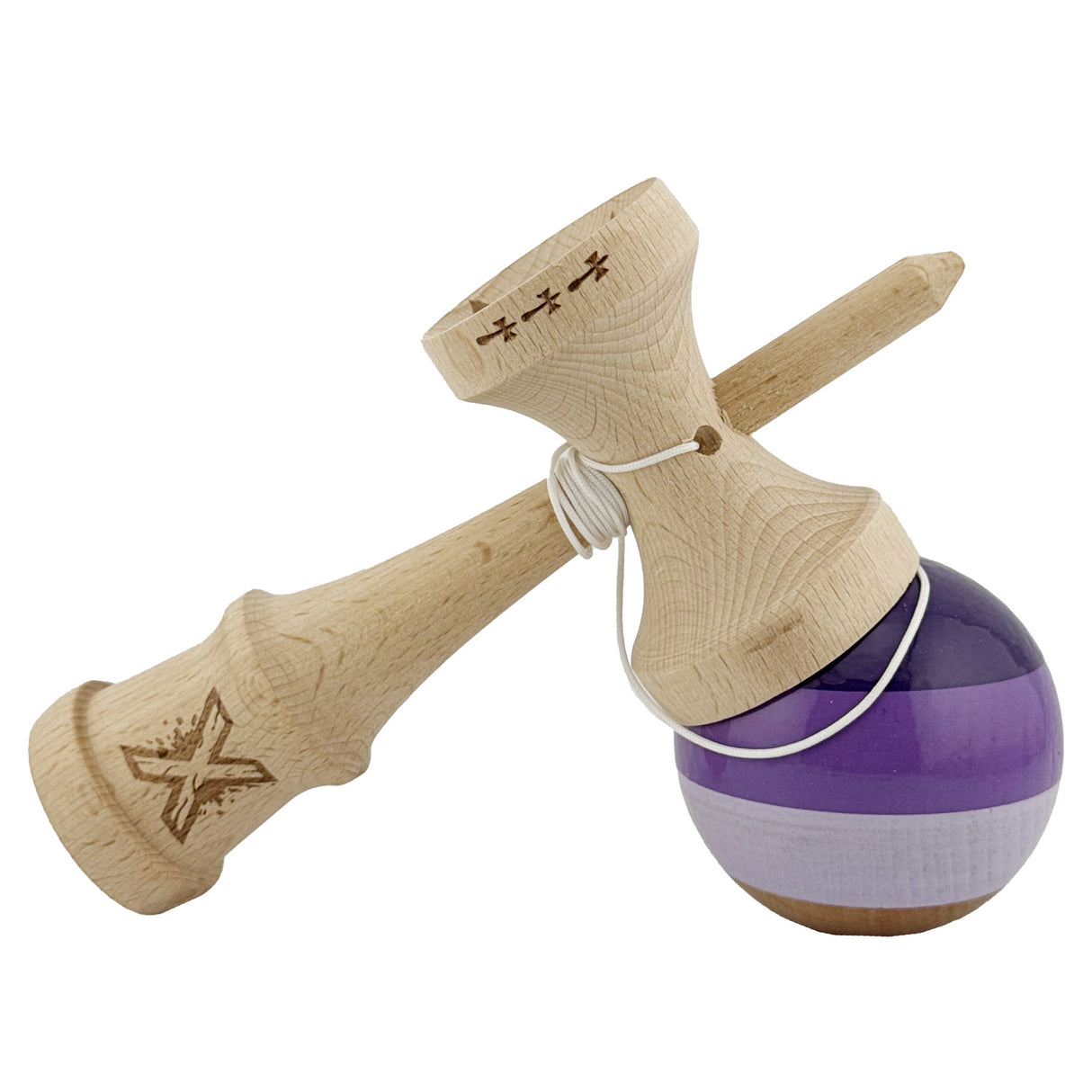 Kendama X Originala, Profesionala, Flippy, Big Cups V2, Super Sticky Legendary Cupe Mari, Rulment Metalic cu Ata 55 cm, Purpuriu/Mov/Lila - vivimall.ro