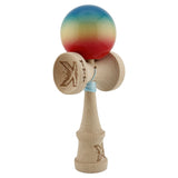 Kendama X Originala, Profesionala, Flippy, Big Cups V2, Super Sticky Cupe Mari, Rulment Metalic cu Ata 55 cm, Rosu/Galben/Albastru - vivimall.ro