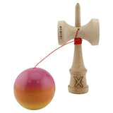 Kendama X Originala, Profesionala, Flippy, Big Cups V2, Super Sticky Cupe Mari, Rulment Metalic cu Ata 55 cm, Roz/Portocaliu/Galben - vivimall.ro