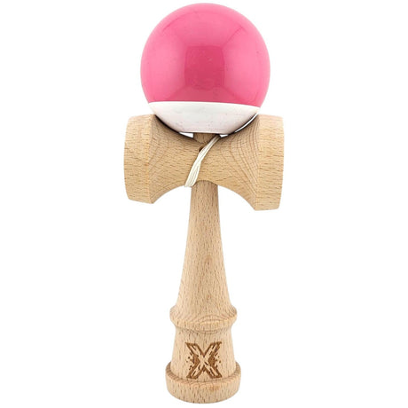 Kendama X Originala, Profesionala, Flippy, Big Cups V2, Super Sticky Cupe Mari, Rulment Metalic cu Ata 55 cm, Roz/Verde - vivimall.ro