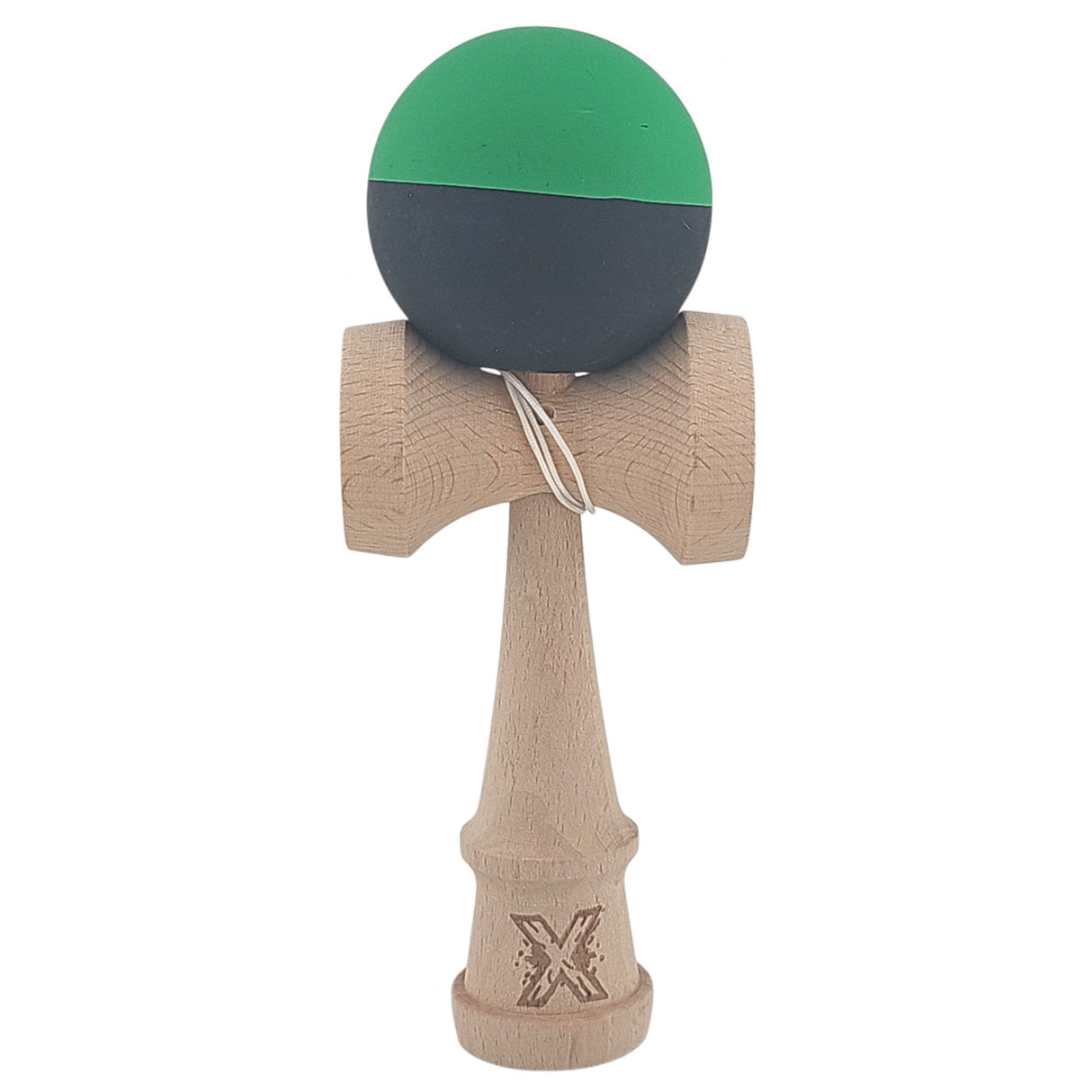 Kendama X Originala, Profesionala, Vivimall, Big Cups V2, Super Sticky cu Cupe Mari, Rulment Metalic, din lemn 18 cm, Ata 55 cm, Verde/Negru