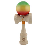 Kendama X Originala, Profesionala, Flippy, Big Cups V2, Super Sticky Cupe Mari, Rulment Metalic cu Ata 55 cm, Verde/Galben/Rosu - vivimall.ro