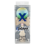 Kendama X Originala, Profesionala, Flippy, Big Cups V2, Super Sticky Cupe Mari, Rulment Metalic cu Ata 55 cm, Galben/Albastru deschis/Verde - vivimall.ro