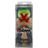 Kendama X Originala, Profesionala, Flippy, Big Cups V2, Super Sticky Legendary Cupe Mari, Rulment Metalic cu Ata 55 cm, Verde Mix - vivimall.ro