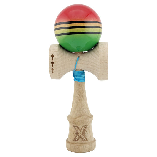 Kendama X Originala, Profesionala, Vivimall, Big Cups V2, Super Sticky Legendary Cupe Mari, Rulment Metalic cu Ata 55 cm, Rosu/Galben/Verde - vivimall.ro