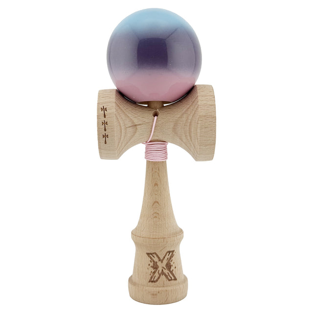 Kendama X Originala, Profesionala, Vivimall, Big Cups V2, Super Sticky Legendary Cupe Mari, Rulment Metalic cu Ata 55 cm, Albastru/Mov/Roz - vivimall.ro