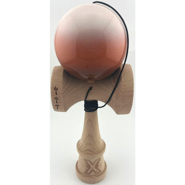 Kendama X Originala, Profesionala, Flippy, Big Cups V2, Super Sticky, Rulment Metalic cu Ata 55 cm, Alb/Maro - vivimall.ro