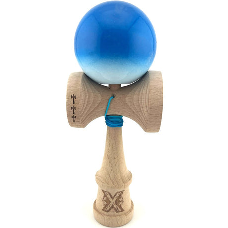Kendama X Originala, Profesionala, Flippy, Big Cups V2, Super Sticky, Rulment Metalic cu Ata 55 cm, Albastru/Alb - vivimall.ro
