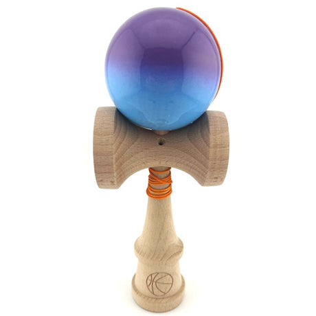 Kendama X Originala, Profesionala, Flippy, Big Cups V2, Super Sticky, Rulment Metalic cu Ata 55 cm, Mov/Albastru - vivimall.ro