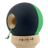Kendama X Originala, Profesionala, Vivimall, Cupe Mari KING SIZE V3, Rubber Grip, Gaura in Baza, Rulment Metalic, din lemn 18 cm, Ata 55 cm, Bicolor Verde/Negru - vivimall.ro