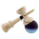 Kendama X Originala, Profesionala, Vivimall, Cupe Mari KING SIZE V3, Rubber Grip, Gaura in Baza, Rulment Metalic, din lemn 18 cm, Ata 55 cm, Gradient Negru/Albastru deschis - vivimall.ro