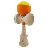 Kendama X Originala, Profesionala, Vivimall, Rubber Grip, Cupe Mari KING SIZE V3, Gaura in Baza, Rulment Metalic, din lemn 18 cm, Ata 55 cm, Bicolor Galben/Portocaliu - vivimall.ro