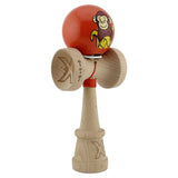 Kendama X Originala, Profesionala, Vivimall, Brown Monkey, Super Sticky cu Cupe Mari King Size V3, Rulment Metalic si Gaura in Baza, din Lemn 18 cm, Ata 55 cm, Rosu - vivimall.ro