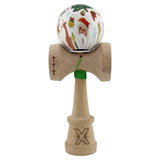 Kendama X Originala, Profesionala, Vivimall, Christmas Edition, Super Sticky cu Cupe Mari KING SIZE V3, Rulment Metalic si Gaura in Baza, din Lemn 18 cm, Ata 55 cm, Alb Xmass Party - vivimall.ro