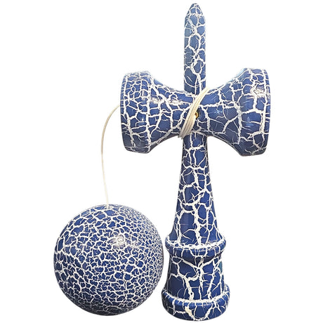 Kendama X Originala, Profesionala, Vivimall, Cracked, din Lemn, 18 cm, Albastru/Alb - vivimall.ro