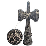 Kendama X Originala,  Profesionala, Vivimall, Cracked, din Lemn, 18 cm,  Negru Alb - vivimall.ro