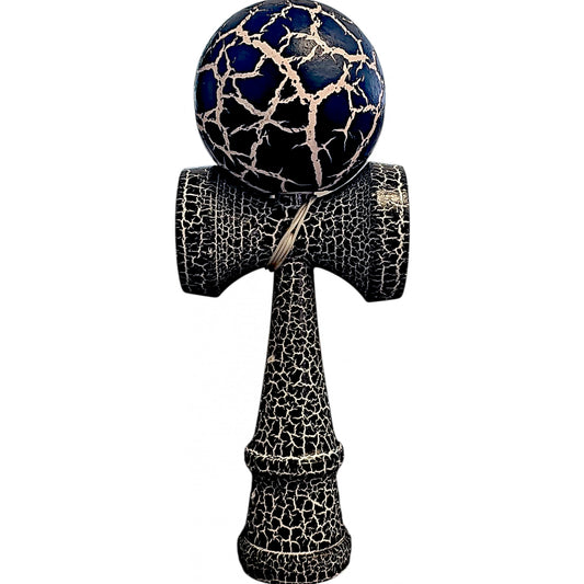 Kendama X Originala,  Profesionala, Vivimall, Cracked, din Lemn, 18 cm,  Negru Alb - vivimall.ro