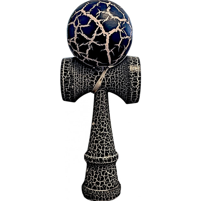 Kendama X Originala,  Profesionala, Vivimall, Cracked, din Lemn, 18 cm,  Negru Alb - vivimall.ro