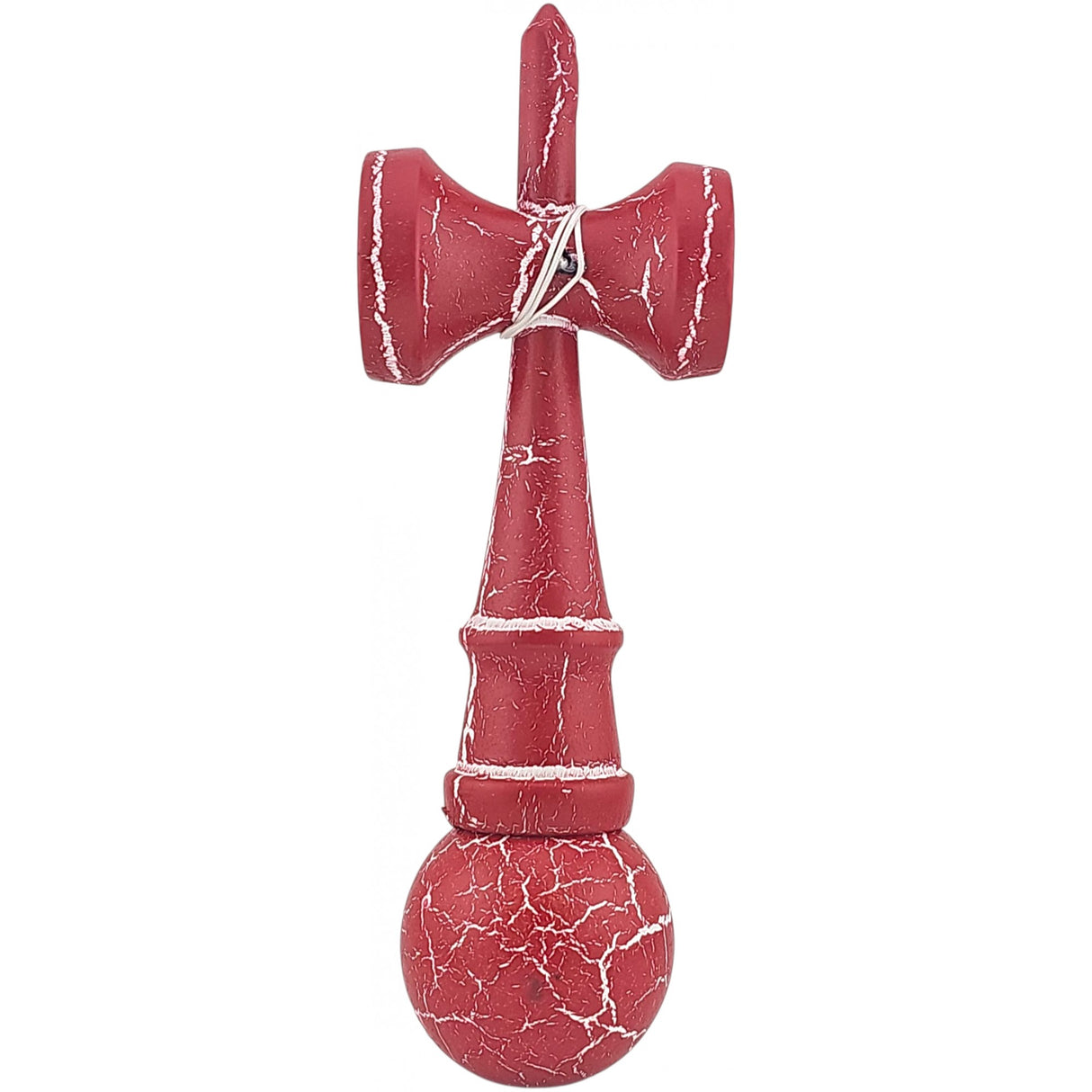 Kendama X Originala, Profesionala, Vivimall, Cracked, din Lemn, 18 cm, Rosu/Alb - vivimall.ro