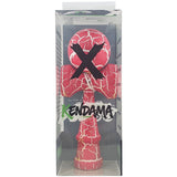 Kendama X Originala, Profesionala, Flippy, Cracked, din Lemn, 18 cm, Roz Aprins/Alb - vivimall.ro