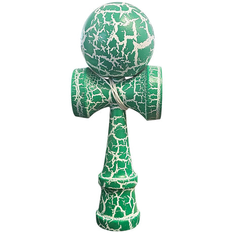Kendama X Originala, Profesionala, Vivimall, Cracked, din Lemn, 18 cm, Verde/Alb - vivimall.ro