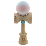 Kendama X Originala, Profesionala, Vivimall, Cupe Mari KING SIZE V3, Rubber Grip, Gaura in Baza, Rulment Metalic, din lemn 18 cm, Ata 55 cm, Gradient Albastru deschis/Roz/Alb - vivimall.ro