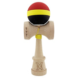 Kendama X Originala, Profesionala, Vivimall, Cupe Mari KING SIZE V3, Rubber Grip, Gaura in Baza, Rulment Metalic, din lemn 18 cm, Ata 55 cm, M Rosu/Galben/Negru - vivimall.ro