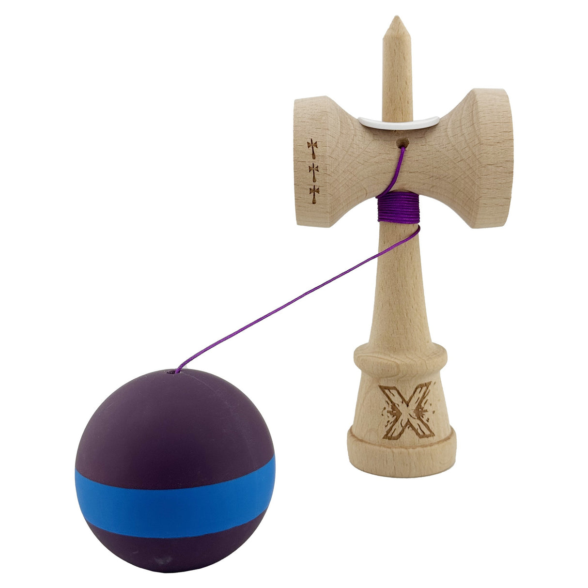 Kendama X Originala, Profesionala, Vivimall, Big Cups V3, Rubber Grip model mov/albastru/mov - vivimall.ro