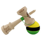 Kendama X Originala, Profesionala, Vivimall, Big Cups V3, Rubber Grip model galben/negru/verde - vivimall.ro