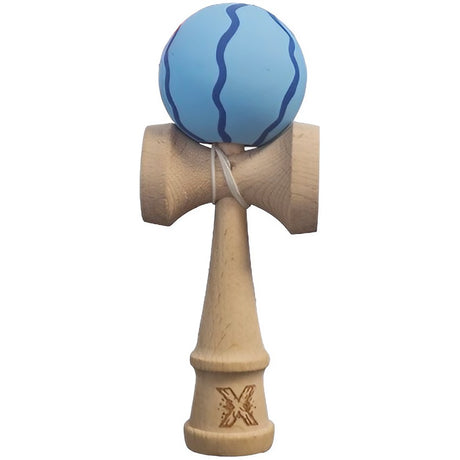 Kendama X Originala, Profesionala, Flippy, Rubber Grip, din Lemn, 18 cm, Albastru deschis - vivimall.ro