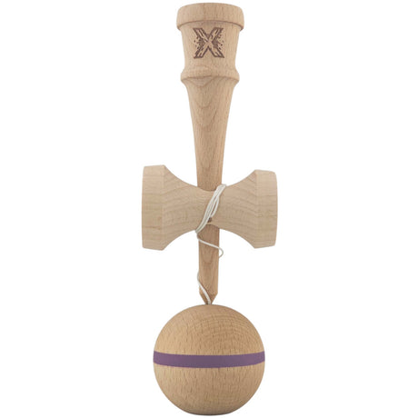 Kendama X Originală, Profesională, Vivimall, din Lemn, 18 cm, Dunga Mov - vivimall.ro